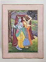 Radha Krishna Watercolor Painting on Paper