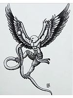 Fight Between Garuda and Naga | Painting by Noharika Deogade