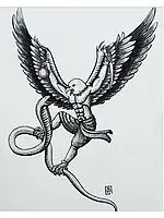 Fight Between Garuda and Naga | Painting by Noharika Deogade