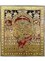 Lord Rama’s Pattabhishekam | Gold Embossed | Mysore Painting | With Frame