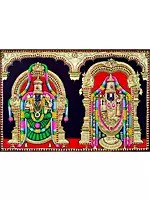 Tirupati Balaji (Venketeshwara) with Padmavati | Tanjore Painting by My Angadi