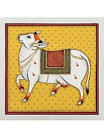 Kamdhenu Cow | Natural Color On Cloth | By Jagriti Bhardwaj