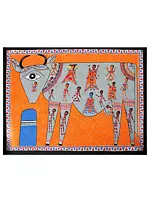 All Gods Live Inside Goddess Kamdhenu Madhubani Painting