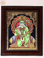 Blessing Lord Hanuman Framed Tanjore Painting