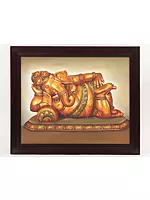Ganesha Painting of Sculpture | Oil on Canvas | With Frame