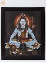 Meditating Lord Shiva | Framed Oil Painting