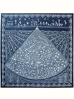 The Fishnet - Warli Art | Acrylic On Handmade Paper | By Hema Minakshi