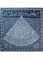 The Fishnet Warli Art by Hema Minakshi | Acrylic on Handmade Paper