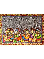 Sisters - Madhubani Art | Mixed Media On Paper | By Jyoti Singh