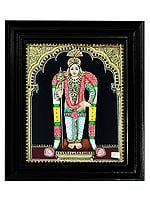 Lord Murugan (Kartikeya) Tanjore Painting with Frame | Traditional Colour With 24 Karat Gold