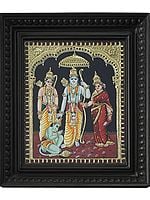 Shri Ram Darbar Tanjore Painting with Frame | Traditional Colors with 24 Karat Gold