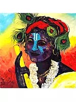 Bala Gopala Krishna in Holi | Acrylic On Canvas