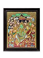 Rama Darbar Tanjore Painting | Traditional Colors With 24K Gold | Teakwood Frame | Gold & Wood | Handmade | Made In India