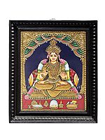 Goddess Annapurna Tanjore Painting | Traditional Colors with 24K Gold | Teakwood Frame | Handmade