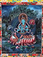 52" x 36" Superfine Goddess Green Tara - Tibetan Buddhist | Handmade