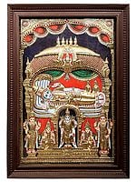 Large Shree Ranganatha Swamy Tanjore Painting | Traditional Colors With 24K Gold | Teakwood Frame | Handmade Artwork
