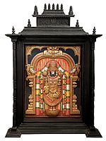 Large Lord Venkateshvara as Tirupati Balaji Tanjore Painting | Traditional Colors With 24K Gold | Teakwood Frame | Handmade