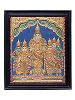 Large Thiruvallikeni Parthasarathy Tanjore Painting | Traditional Colors With 24K Gold | Teakwood Frame
