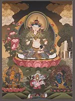 Vajrasattva Shakti Buddhist Art (Brocadeless Thangka)