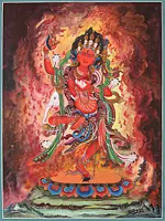 Newari Goddess Vajrayogini (Brocadeless Thangka)