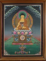 Tibetan Shakyamuni Buddha Thangka Painting (Brocadeless Thangka)
