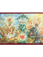 Newari Brahma Vishnu Maheshwara (Brocadeless Thangka)