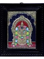 Goddess Padmavati Tanjore Painting | Traditional Colors With 24K Gold | Teakwood Frame | Handmade