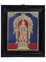 Lord Kartikeya (Murugan) Tanjore Painting | Traditional Colors with 24K Gold | Teakwood Frame | Handmade