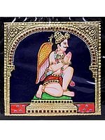 Tanjore Painting of Garuda - Vahana of Lord Vishnu | Traditional Colors with 24 Karat Gold | With Frame