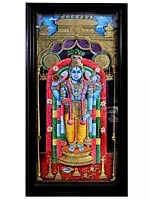 Lord Guruvayurappan Tanjore Painting with Frame | Traditional Colors with 24 Karat Gold