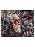 Saint - Mixed Media Art on Canvas | Painting by MK Goyal