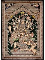 Superfine Angry Durga Killing Mahishasura With Lion | Patta Painting | Odisha Art