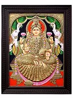 Devi Gajalakshmi Tanjore Painting | Traditional Colors with 24K Gold