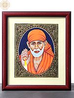 Shirdi Sai Baba Tanjore Painting with Wooden Frame