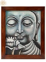 Peaceful Buddha Painting with Wooden Frame