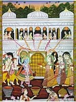 Shrinathji Playing Holi with Gopis | Pichhwai Painting