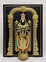Tirupati Balaji (Venkateshvara) | Super Embossed 3D Face Work | Tanjore Painting With Frame