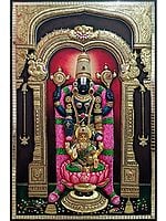Lord Venkateswara with Goddess Lakshmi Tanjore Painting Masterpiece