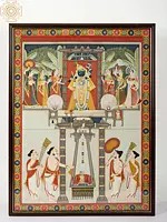 Shrinath Ji Darshan | Watercolor Painting on Cloth | With Frame