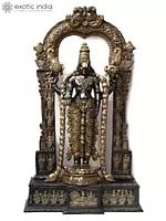 86" Super Large Tirupati Balaji (Venkateshvara) with Kirtimukha Throne | Brass Statue