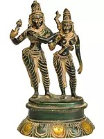 5" Dancing Lord Shiva Parvati Brass Statue | Handmade