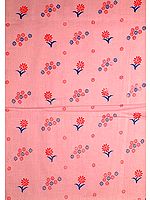 Pink Block-Printed Floral Khadi Fabric