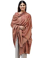 Taupe Hindu Prayer Shawl of Lord Vishnu the Preserver