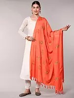 Radhe Prayer Shawl with Embroidered Peacock Feather