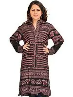 Black and Lilac Printed Kurti with Sri Ram Jai Ram Jai Jai Ram Mantra