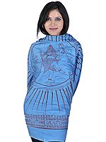 Light-Blue Hindu Prayer Shawl of Dancing Shiva