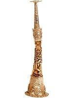 Tibetan Buddhist Trumpet (dung) with Yab Yum Image