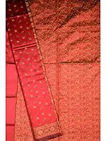 Burgundy Banarasi Suit with All-Over Brocade Weave