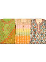 Lot of Three Lukhnavi Chikan Embroidered Kurti Tops
