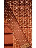 Brown Banarasi Suit with All-Over Brocade Weave